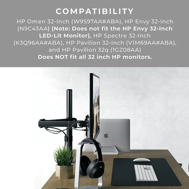 Alt view image 8 of 12 - HumanCentric VESA Mount Adapter Compatible with HP 32-Inch Displays Including HP Omen, Spectre, Pavilion, and Envy Media Display (Does not fit LED-Lit Model) Monitors