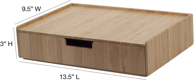 Alt view image 10 of 14 - Bamboo Drawer Large, Monitor Stand & Stackable Storage Solution for office products pens, pencils, scissors, notepads, business cards and more