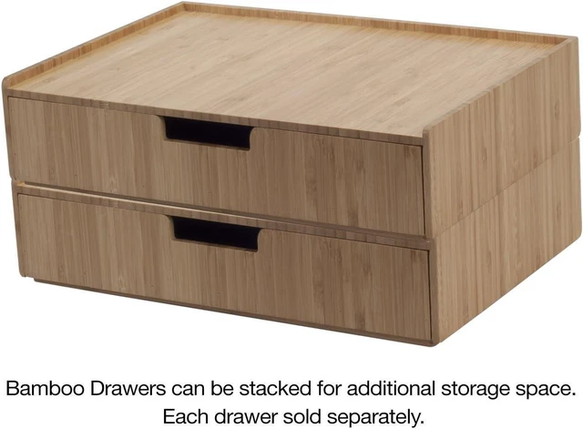 Alt view image 11 of 14 - Bamboo Drawer Large, Monitor Stand & Stackable Storage Solution for office products pens, pencils, scissors, notepads, business cards and more