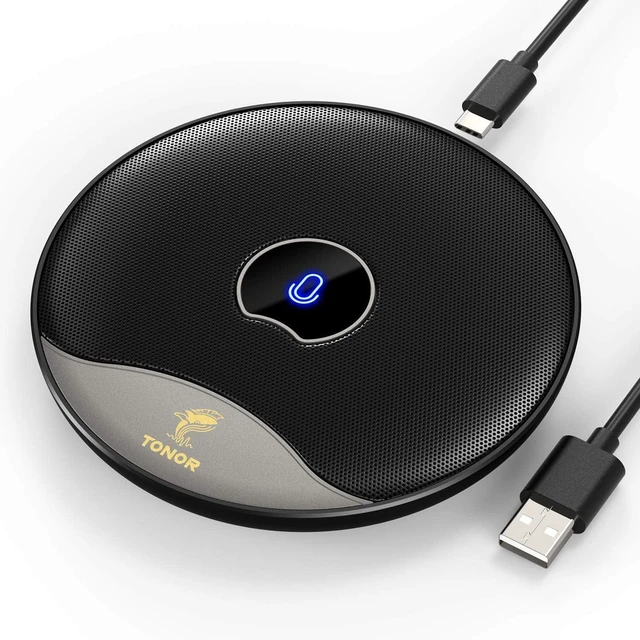 Alt view image 8 of 14 - TONOR USB Conference Microphone, 360° Omnidirectional PC Computer Condenser Mic with Mute Button for Online Meeting/Class, Zoom Call, Skype Chatting, Plug & Play (TM20)