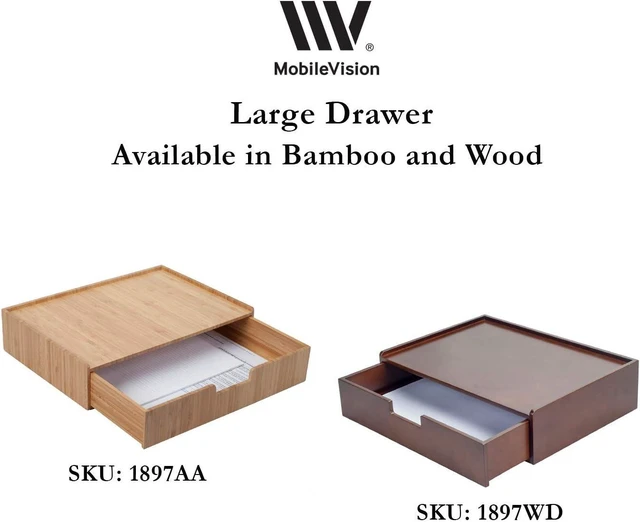 Alt view image 12 of 14 - Bamboo Drawer Large, Monitor Stand & Stackable Storage Solution for office products pens, pencils, scissors, notepads, business cards and more
