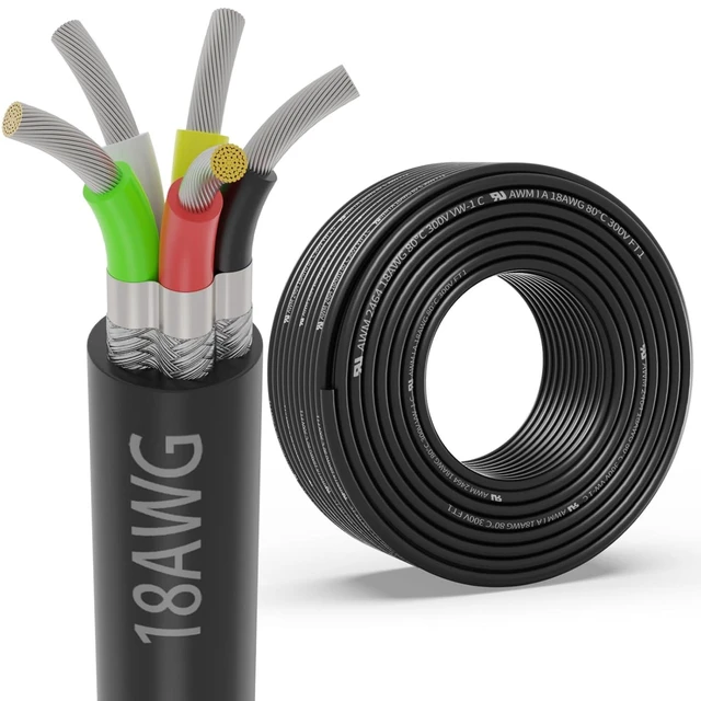 Alt view image 8 of 14 - 18 Gauge 5 Conductor Shielded Wire 25FT, UL2464 18 AWG CNC 5 Wire Cable Tinned Copper Stranded 18/5 CNC Wire for CNC VFD Spindle, Stepper Motor, 3D Printer, Sound, Speaker, Signal Transmission, etc.
