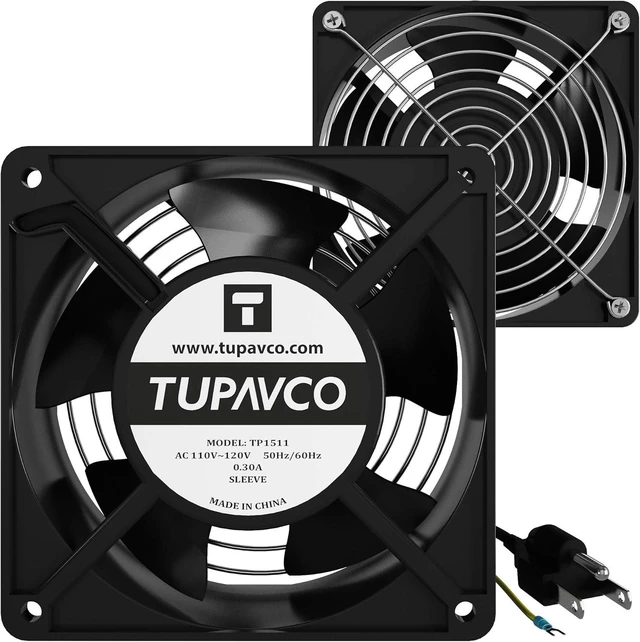 Alt view image 5 of 8 - Network Cabinet Fan (Dual 2pc Kit for Server Rack Cooling) Pair of Roof Rackmount Muffin Fans 120mm 4in Noise Level 55dBa Steel Frame Ventilation with 110V AC/Ground Cable -Tupavco TP1511