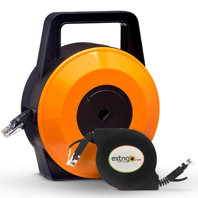Alt view image 7 of 12 - Retractable Network Cable Extender, 50 Ft (15 Meter) CAT 6 Ethernet Cable Flat-Portable 1Gbps Data Speed-Swiftly Setup Temp Networks-Cascadable Male-Female RJ45 Connector-UTP Cable Reel