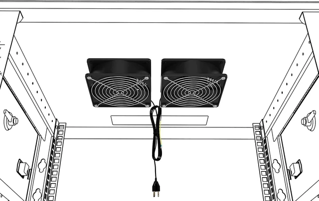 Alt view image 7 of 8 - Network Cabinet Fan (Dual 2pc Kit for Server Rack Cooling) Pair of Roof Rackmount Muffin Fans 120mm 4in Noise Level 55dBa Steel Frame Ventilation with 110V AC/Ground Cable -Tupavco TP1511