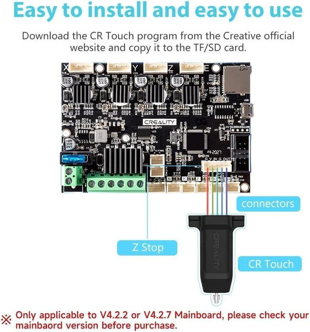 Alt view image 9 of 12 - Creality CR Touch Auto Leveling Kit, 3D Printer Bed Auto Leveling Sensor Kit for Ender 3/ Ender 3 Pro/Ender 3 V2/ Ender 3 Max/Ender 5/ and CR 10 with 32 Bit V4.2.2/V4.2.7 Mainboard