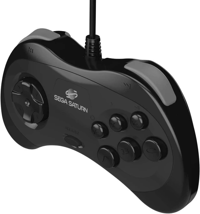 Alt view image 13 of 14 - Retro-Bit Official Sega Saturn USB Controller Pad (Model 2) for Sega Genesis Mini, PS3, PC, Mac, Steam, Switch - USB Port (Black)