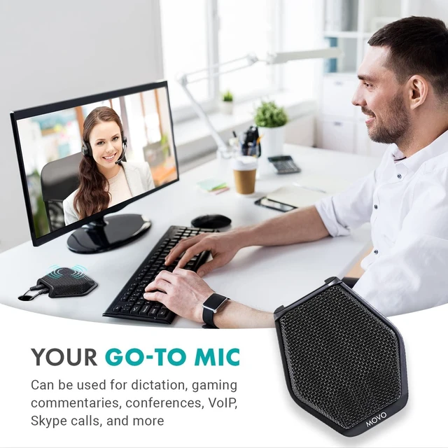 Alt view image 13 of 14 - Movo MC1000 Conference USB Microphone for Computer Desktop and Laptop with 180° / 20' Long Pick up Range Compatible with Windows and Mac for Dictation, Recording, YouTube, Conference Call, Skype