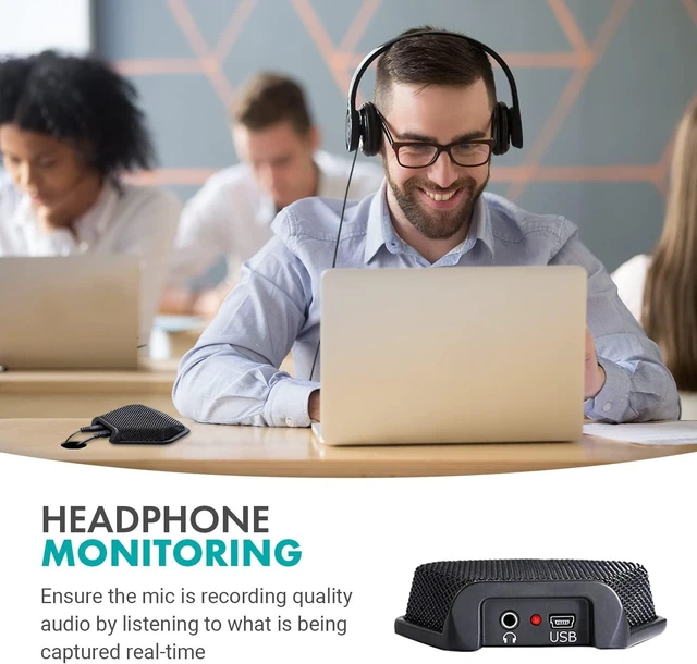 Alt view image 12 of 14 - Movo MC1000 Conference USB Microphone for Computer Desktop and Laptop with 180° / 20' Long Pick up Range Compatible with Windows and Mac for Dictation, Recording, YouTube, Conference Call, Skype