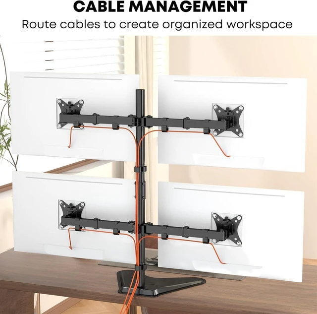 Alt view image 10 of 12 - Quad Monitor Stand, 4 monitor Mount for 17 to 32 inch Computer Screens,Hold up to 19.8lbs Each,Fully Adjustable Stacked 4 monitor desk Mount,Black