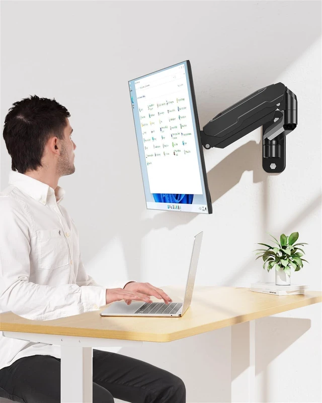 Alt view image 12 of 14 - MOUNT PRO Single Monitor Wall Mount for 13 to 32 Inch Computer Screens, Gas Spring Arm Holds Up to 17.6lbs, Full Motion Adjustable,VESA Mount 75x75, 100x100,Black