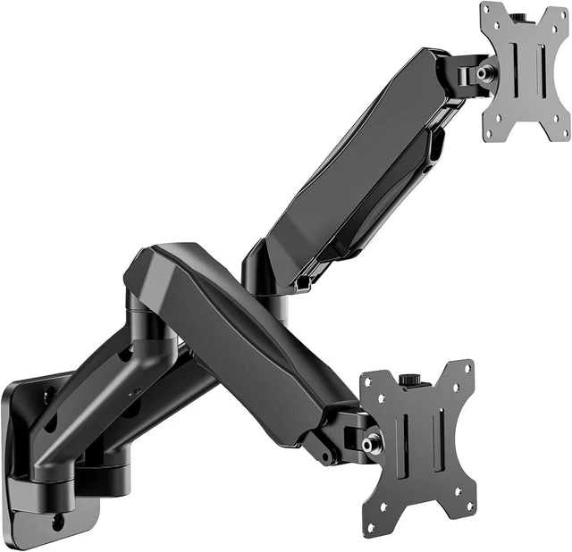 Alt view image 8 of 14 - WALI Dual Monitor Wall Mount, Gas Spring Monitor Arm for 2 Screens up to 32 inch, 19.8 lbs. Fully Adjustable Arm Mounting Holes up to 100 x 100 (GSWM002), Black