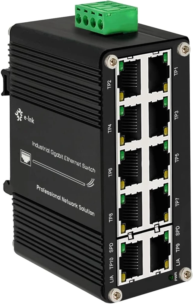 Alt view image 7 of 12 - Mini Industrial Switch 10 Ports Gigabit Switch Hardened 10 Port RJ45 10/100/1000Mbps Ethernet Switch Din Rail Mount Outdoor Ethernet Switch, Unmanaged Network Switch (-40 to 176°F) with 12-48V DC