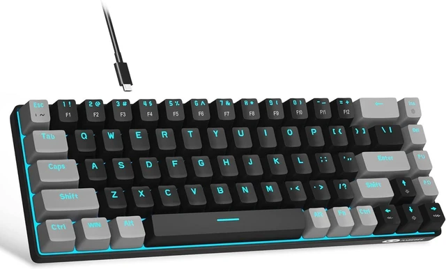 Alt view image 8 of 14 - MageGee Portable 60% Mechanical Gaming Keyboard, MK-Box LED Backlit Compact 68 Keys Mini Wired Office Keyboard with Red Switch for Windows Laptop PC Mac - Black/Grey