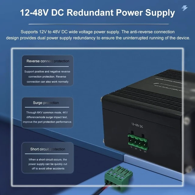 Alt view image 9 of 12 - Mini Industrial Switch 10 Ports Gigabit Switch Hardened 10 Port RJ45 10/100/1000Mbps Ethernet Switch Din Rail Mount Outdoor Ethernet Switch, Unmanaged Network Switch (-40 to 176°F) with 12-48V DC