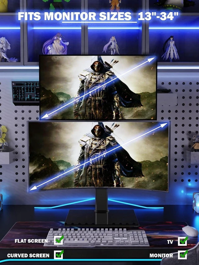 Alt view image 14 of 14 - Dual Monitor Stand - Vertical Stack Screen Free-Standing Monitor Riser Fits Two 13 to 34 Inch Screen with Swivel, Tilt, Height Adjustable, Holds One (1) Screen Up to 44Lbs