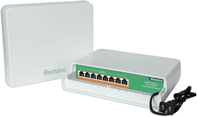 Alt view image 8 of 14 - Reidubo Outdoor 8 Port Gigabit PoE Switch Waterproof, 1000 Mbps 8 PoE+ Ports 120W, IEEE802.3af/at Power Over Ethernet Unmanaged Network Switch, Plug & Play