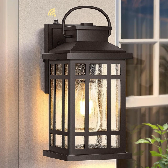 Alt view image 8 of 14 - Outdoor Light Fixture, Dusk to Dawn Outside Lights for House, Brown Outside Sconce Lighting, Oil Rubbed Bronze Exterior Porch Lights Wall Mount, Modern Outdoor Wall Lantern for Patio Garage