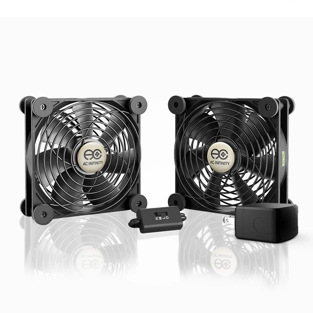Alt view image 8 of 14 - AC Infinity MULTIFAN S7-P, Quiet Dual 120mm AC-Powered Fan with Speed Control, UL-Certified for Receiver DVR Playstation Xbox Component Cooling