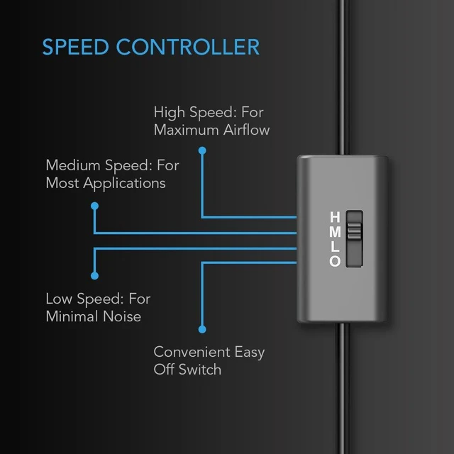 Alt view image 10 of 14 - AC Infinity MULTIFAN S7-P, Quiet Dual 120mm AC-Powered Fan with Speed Control, UL-Certified for Receiver DVR Playstation Xbox Component Cooling