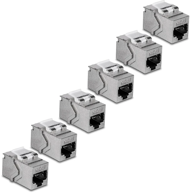 Alt view image 8 of 12 - TRENDnet Cat6A RJ45 Keystone Inline Coupler Keystone Jack, 6-Pack, TC-KC06C6A, Keystone Jack Female to Female for Wall Plates & Blank Shielded Keystone Patch Panels, Ethernet Extender Adapter, Silver