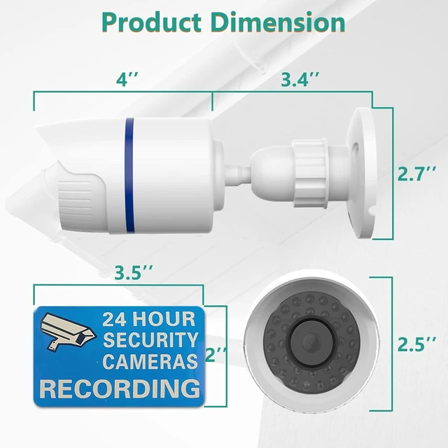 Alt view image 9 of 14 - WALI Dummy Fake Simulated Surveillance Security CCTV Dome Camera Indoor Outdoor with One LED Light, Warning Security Alert Sticker Decal (TC-W4), 4 Packs, White