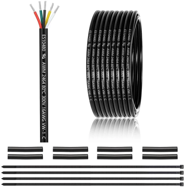 Alt view image 7 of 12 - 16 Gauge 5 Conductor Electrical Wire 25FT, UL 2464 16 AWG 5 Wire Cable Tinned Copper PVC Stranded 16/5 Core Wire for LED Lighting, Outdoor Low Voltage Extension Cable, Automotive etc.