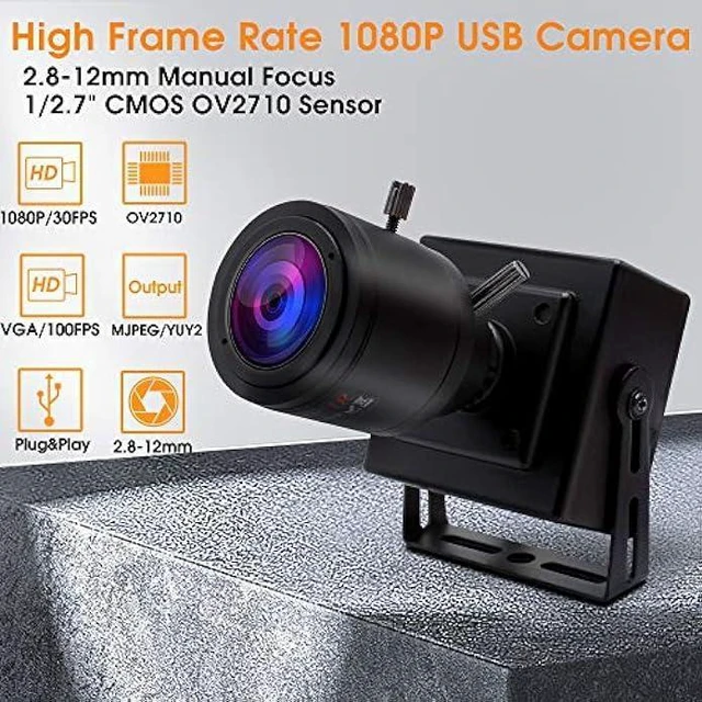 Alt view image 9 of 14 - SVPRO1080P USB Zoom Camera with 2.8-12mm Manual Lens,HD Mini Camera 100fps/60fps/30fps CMOS OV2710 Portable USB Camera with Metal Casing & Bracket, Computer Streaming Webcam for PC Desktop & Laptop