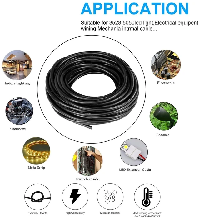 Alt view image 12 of 12 - 16 Gauge 5 Conductor Electrical Wire 25FT, UL 2464 16 AWG 5 Wire Cable Tinned Copper PVC Stranded 16/5 Core Wire for LED Lighting, Outdoor Low Voltage Extension Cable, Automotive etc.