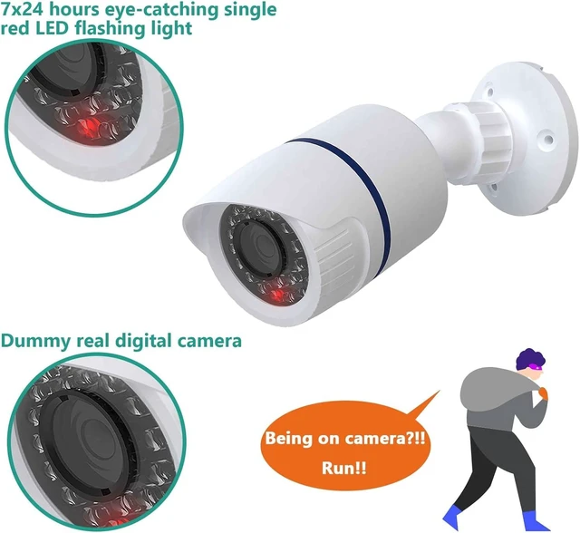 Alt view image 12 of 14 - WALI Dummy Fake Simulated Surveillance Security CCTV Dome Camera Indoor Outdoor with One LED Light, Warning Security Alert Sticker Decal (TC-W4), 4 Packs, White