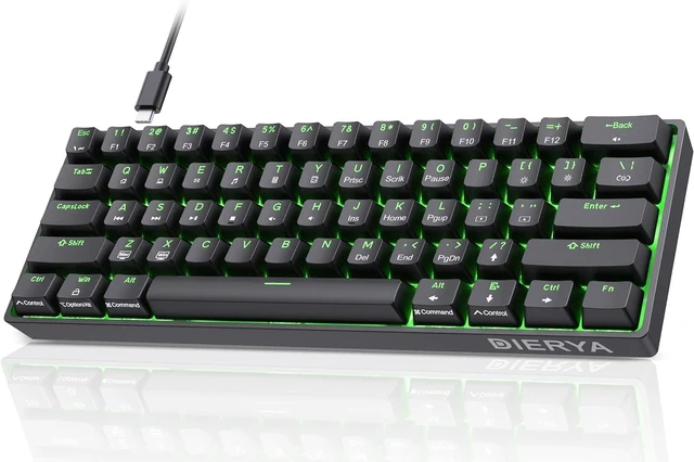 Alt view image 8 of 14 - DIERYA 60% Mechanical Keyboard, DK61se Wired Gaming Keyboard with Brown Switches, LED Backlit Ultra-Compact 61 Keys Mini Office Keyboard for Windows Laptop PC Gamer TypistBlack