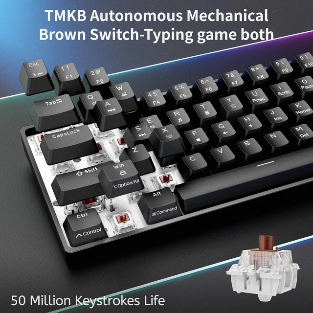 Alt view image 10 of 14 - DIERYA 60% Mechanical Keyboard, DK61se Wired Gaming Keyboard with Brown Switches, LED Backlit Ultra-Compact 61 Keys Mini Office Keyboard for Windows Laptop PC Gamer TypistBlack