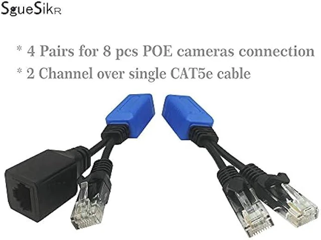Alt view image 9 of 12 - 4 Pair PoE Ethernet Splitter, RJ45 Cable Sharing Kits, 2-in-1 Cat5 Combiner for 8 Security IP Cameras NVR Surveillance System