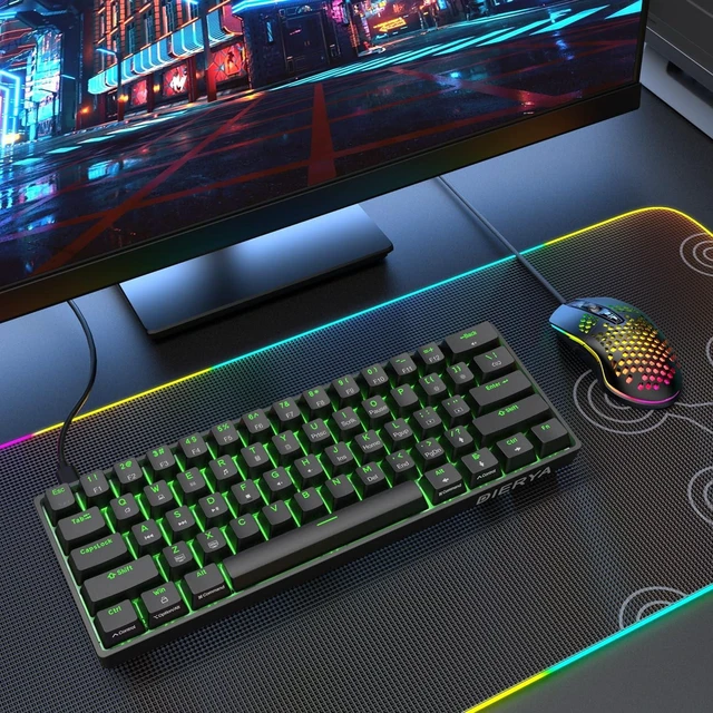 Alt view image 14 of 14 - DIERYA 60% Mechanical Keyboard, DK61se Wired Gaming Keyboard with Brown Switches, LED Backlit Ultra-Compact 61 Keys Mini Office Keyboard for Windows Laptop PC Gamer TypistBlack