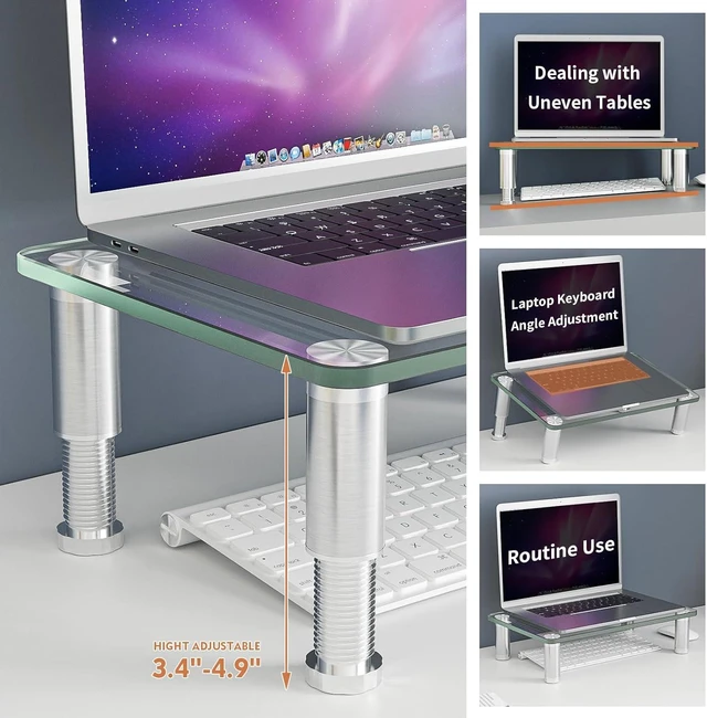 Alt view image 9 of 14 - 2 Pack Computer Monitor Riser with Height Adjustable Multi Media Desktop Stand for Flat Screen LCD LED TV, Laptop/Notebook/Xbox One