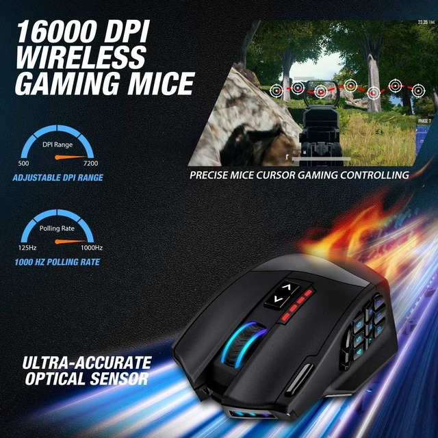 Alt view image 8 of 12 - UtechSmart Venus Pro RGB Wireless MMO Gaming Mouse, 16,000 DPI Optical Sensor, 2.4 GHz Transmission Technology, Ergonomic Design, 16M Chroma RGB Lighting, 16 programmable Buttons, Up to 70 Hours