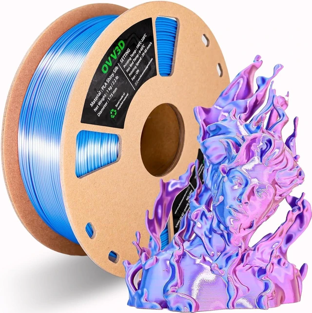 Alt view image 8 of 12 - OVV3D PLA Filament 1.75mm, Silk PLA Dual Color Filament, Sky Blue and Rose Red Coextrusion Filament, Color Change Every Inch Filament 3D Printing Materials +/-0.02mm, 1kg/2.2lb