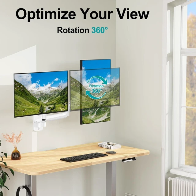 Alt view image 13 of 13 - MOUNT PRO Dual Monitor Wall Mount for 13 to 32 Inch Computer Screens, Gas Spring Wall Monitor Arm for 2 Monitors, Each Holds Up to 19.8lbs, Adjustable Wall Monitor Mount with VESA 75x75/100x100, White