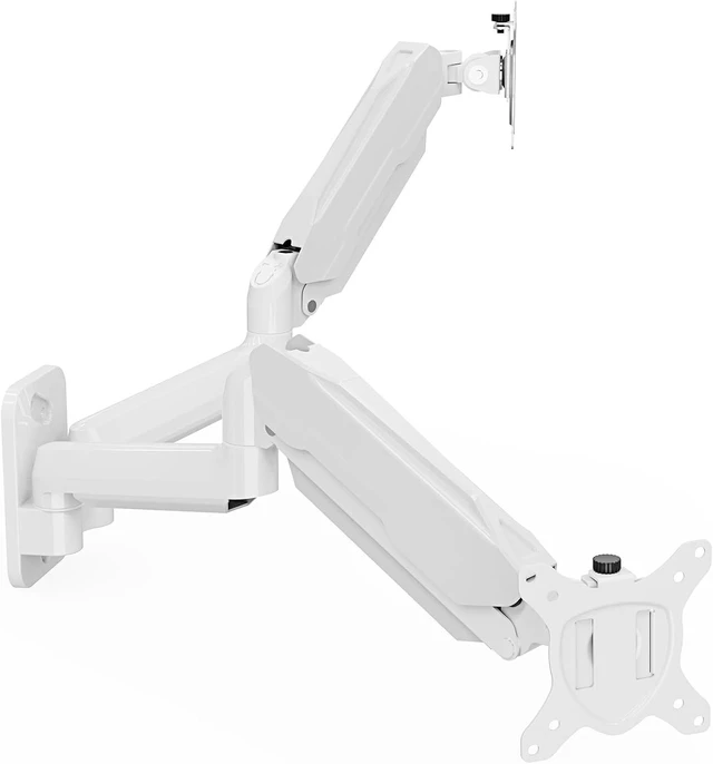Alt view image 8 of 13 - MOUNT PRO Dual Monitor Wall Mount for 13 to 32 Inch Computer Screens, Gas Spring Wall Monitor Arm for 2 Monitors, Each Holds Up to 19.8lbs, Adjustable Wall Monitor Mount with VESA 75x75/100x100, White
