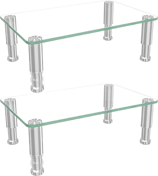 Alt view image 8 of 14 - 2 Pack Computer Monitor Riser with Height Adjustable Multi Media Desktop Stand for Flat Screen LCD LED TV, Laptop/Notebook/Xbox One