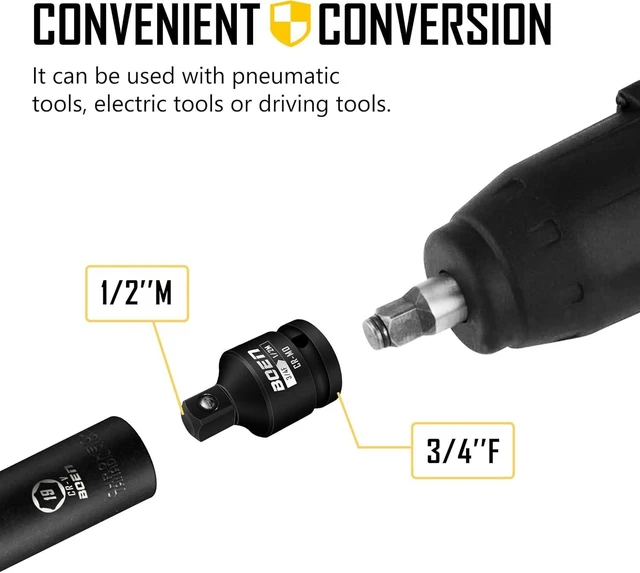 Alt view image 13 of 14 - 8 Piece Impact Socket Adapter and Reducer Set, 1/4" 3/8" 1/2" 3/4" Drive Socket Adapter Set with Durable Case for Impact Driver Conversions (Upgraded)