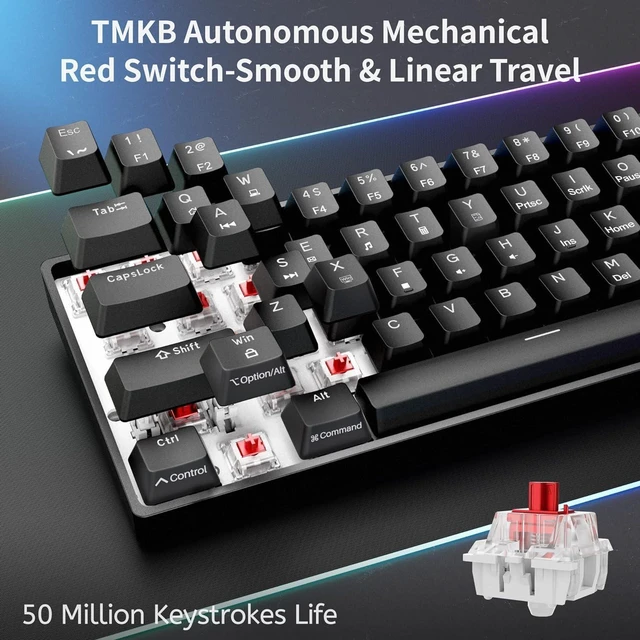 Alt view image 10 of 14 - DIERYA 60% Mechanical Keyboard, DK61se Wired Gaming Keyboard with Red Switches,LED Backlit Ultra-Compact 61 Keys Mini Office Keyboard for Windows Laptop PC Gamer TypistBlack