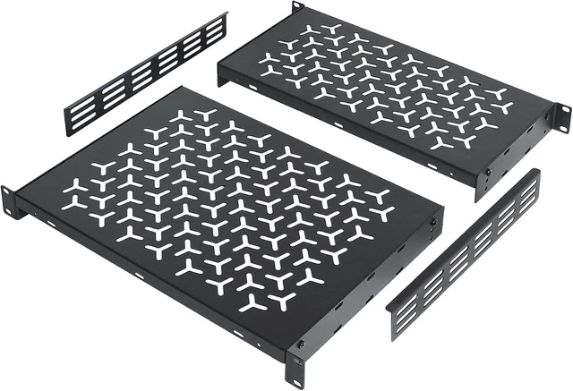 Alt view image 7 of 12 - 1U Rack Shelves (2-Pack), 1 PCS 8" Deep Cantilever & 1 PCS 12" Deep Cantilever, with Optional Joints to Combine as One Full Size Server Rack Shelf