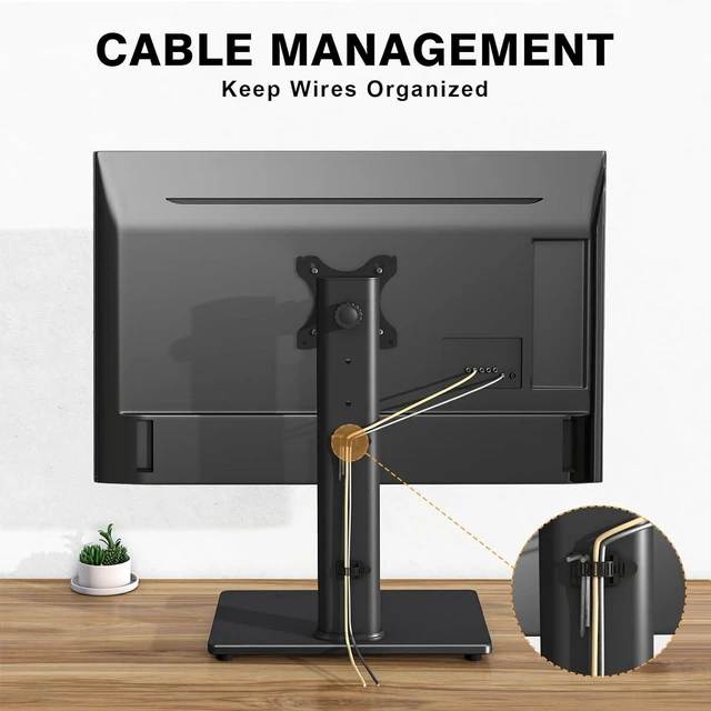 Alt view image 14 of 14 - TAVR Furniture Single Monitor Stand VESA Mount for 13-32 Inch Screens, Free-Standing Monitor Riser with Swivel Tilt Rotation Height Adjustable, VESA Monitor Mount up to 44lbs, VESA 75x75100x100mm