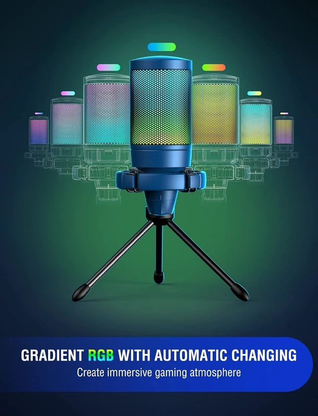 Alt view image 10 of 12 - FIFINE Gaming Streaming USB PC Microphone for Mac OS/Windows, AmpliGame Condenser Cardioid Mic with RGB for Video Vocal Recording Twitch Discord, Gamer Computer Mic-Blue
