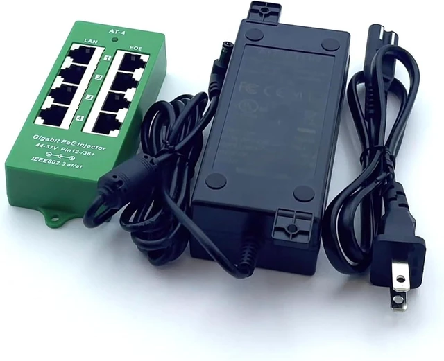 Alt view image 7 of 12 - PoE Texas 4 Port PoE/PoE+ Injector with 48V 60W Power Supply - Gigabit Injector - Active Mode A Power Over Ethernet Multi Port PoE Adapter - Supports 4 PoE (802.3af or at) up to 60 watts