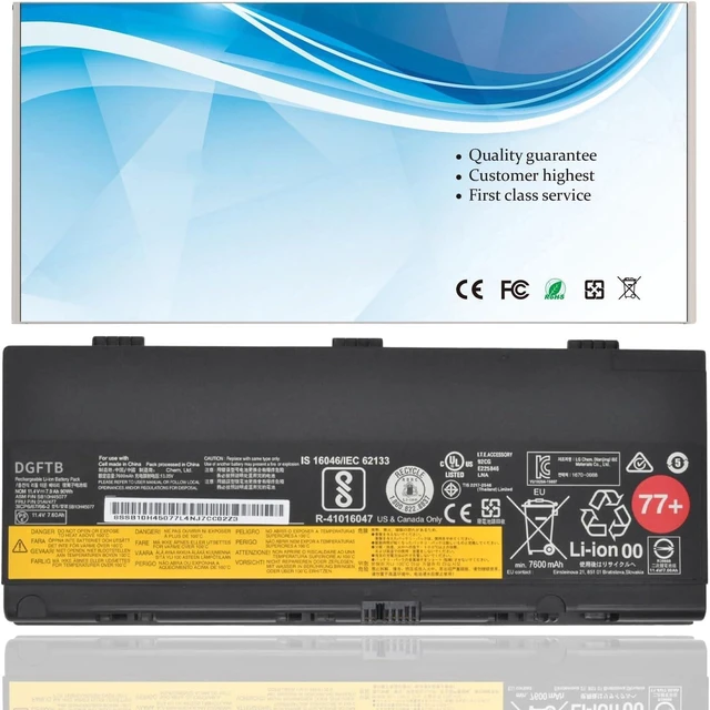 Alt view image 8 of 13 - DGTech 77+ 01AV477 Laptop Battery Compatible with Lenovo Thinkpad P50 P51 P52 Series SB10H45077 SB10H45078 00NY493 00NY492 L17L6P51 L17M6P51 SB10K97634 SB10K97635 01AV495 01AV496 77+ 77++
