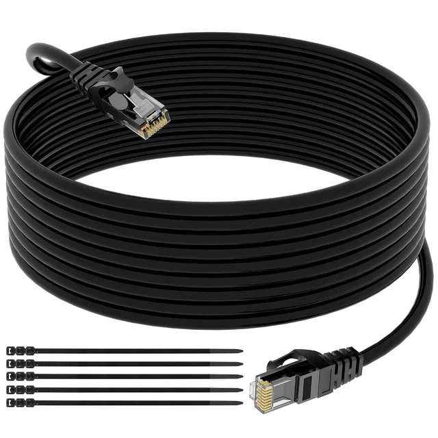 Alt view image 7 of 11 - Cat 6 Outdoor Ethernet Cable 300 Ft, Heavy Duty Patch Cord Suppot POE Cat6 Cat5E Cat 5E Cat5 Cat 5 High Speed Network Cable, RJ45 Internet Cable, UV Waterproof Direct Burial & Indoor+15 Ties