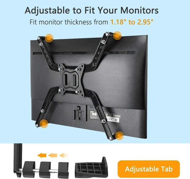 Alt view image 12 of 13 - HUANUO Universal VESA Mount Adapter Kit, Non-VESA Adapter for 17 to 27 Inch Monitor Screens to 75x75 VESA Mount