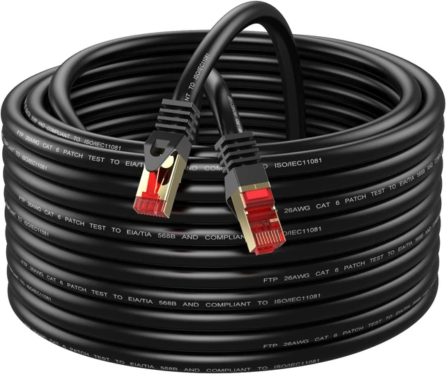 Alt view image 8 of 14 - Cat6 Outdoor Ethernet Cable 150ft,Outdoor Shielded Grounded UV Resistant Waterproof Buried-able Network Cord Compatible for Ca6/Cat5/Cat5e,for Game,Router,LAN,TV